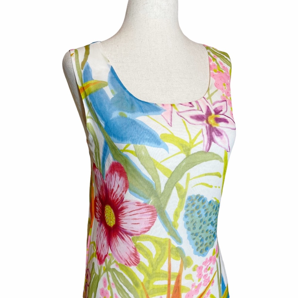 Carol Anderson Vintage Silk Watercolor Floral Maxi Dress Size Medium - Picture 5 of 7